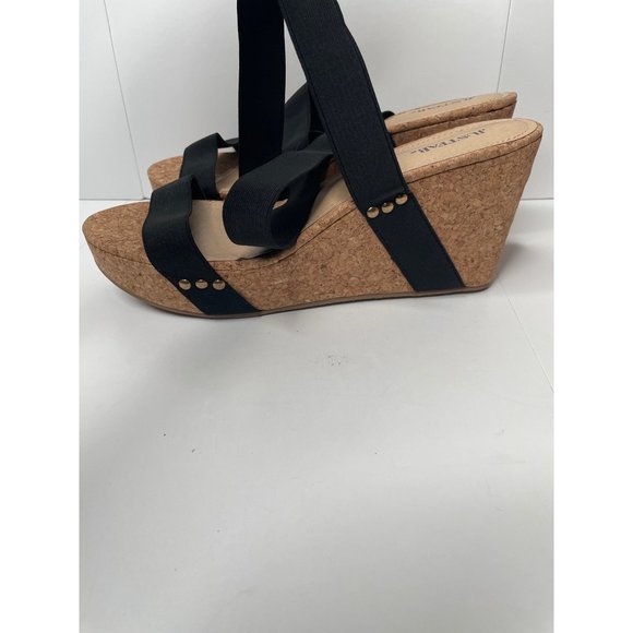 Justfab women's sandals wedge heel black size 11 - Picture 6 of 8